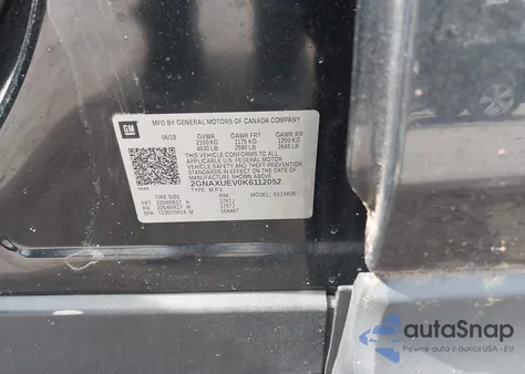 2019 Chevrolet Equinox Lt z USA, uszkodzony, nr VIN 2GNAXUEV0K6112052